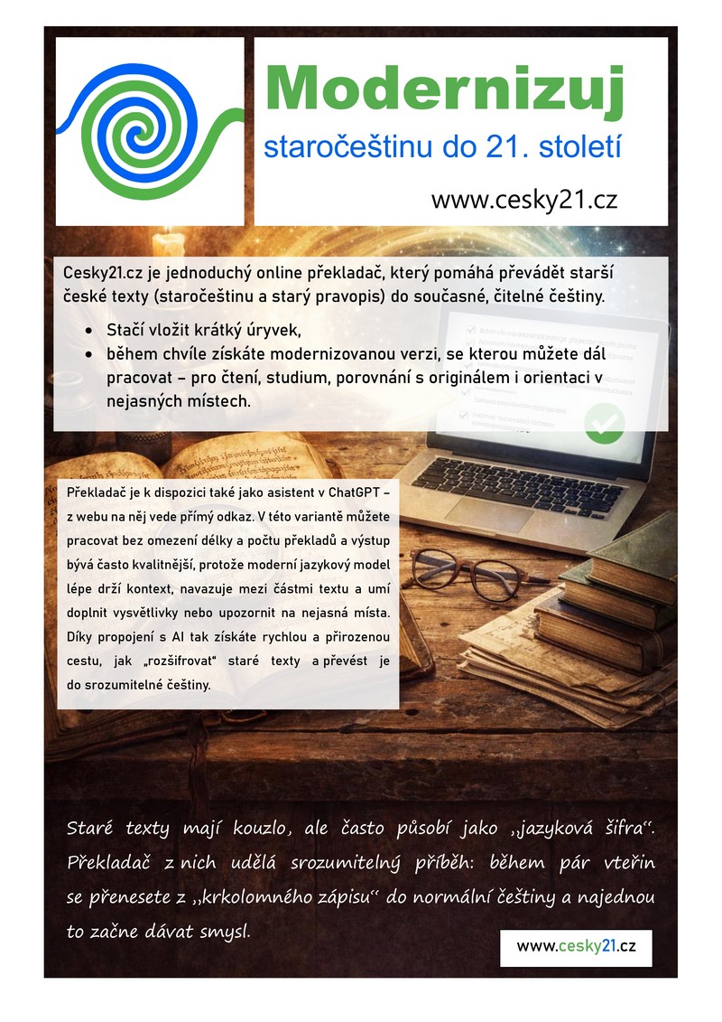 Logo – Modernizuj starocestinu cesky21.cz – Informační leták 3
